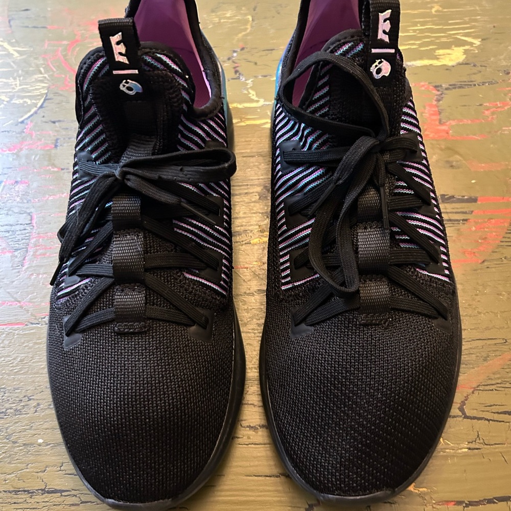 Supra Factor Black Chameleon and Purple Striped Skate Sneakers size 11